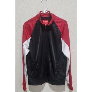 GUESS Men's Colorblock Track Jacket Full Zip Black Red White Size M Athletic